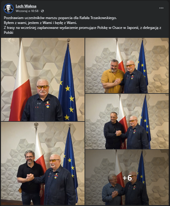 #Trzaskowski2025 
"Pozdrawiam uczestników marszu poparcia dla Rafała Trzaskowskiego.

Byłem z Wami, jestem z Wami i będę z Wami."

facebook.com/share/p/196ZJN…