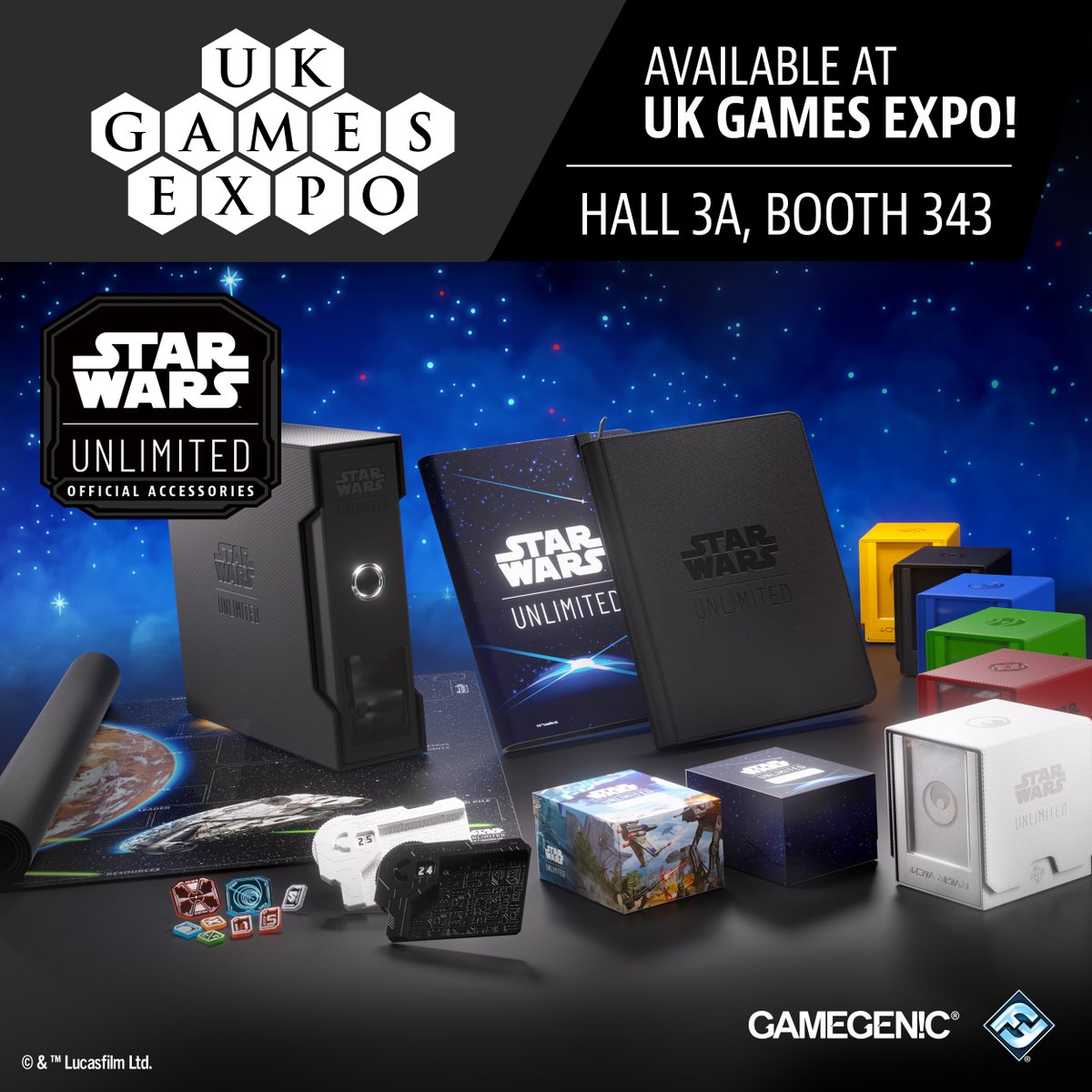 Gamegenic_'s tweet photo. 🎲UK GAMES EXPO 🎲
Get all our accessories for set 4 of STAR WARS™️: Unlimited, as well as our ingenious Twin Suns products at UK Games Expo! They will be available at our store on site.🤩
📍Hall 3A, Booth 343
📆May 30 – Jun 1
#gamegenic #ukge #ukgamesexpo #swu #jumptolightspeed #twinsuns