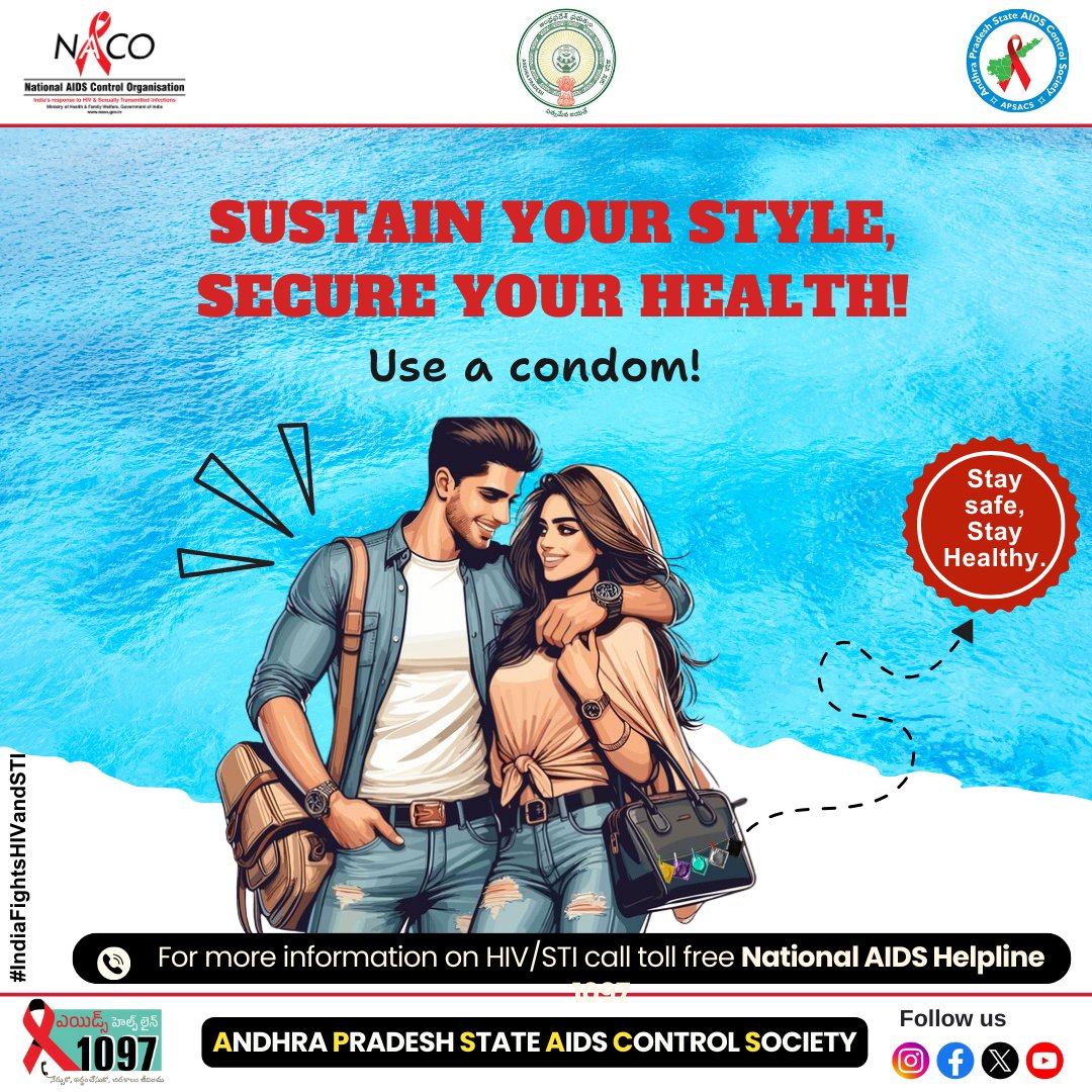 APSACS2020's tweet photo. Sustain Your Style, Secure Your Health!
β
Use a condom!
Because safety is always in fashion.
π For more information on HIV/STI, call the National AIDS Helpline 1097 (Toll-Free)
#IndiaFightsHIVandSTI
#UseCondoms
#SafeIsStylish
#ProtectYourself
#StopHIV
#BreakTheStigma
#GetTested https://t.co/dn5p8TVRvK
