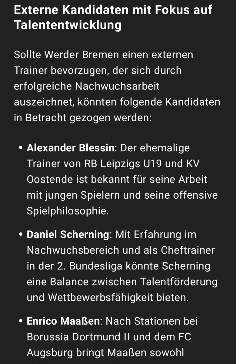 Chatgpt sagt dies bezüglich neuer Trainer und Talententwicklung: 😵‍💫