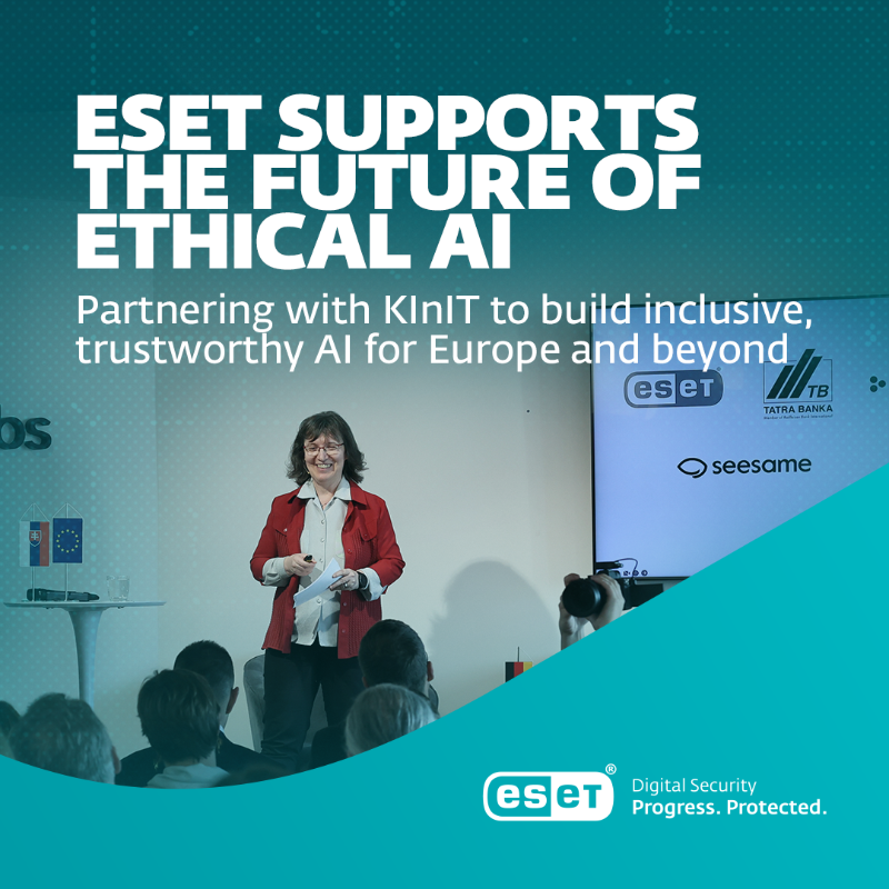 ESET's tweet photo. The Kempelen Institute of Intelligent Technologies has been awarded a prestigious Horizon Europe project that will significantly boost the development of artificial intelligence in the region.
👏 Congratulations to #KInIT team on this incredible success!
#ESET #ProgressProtected