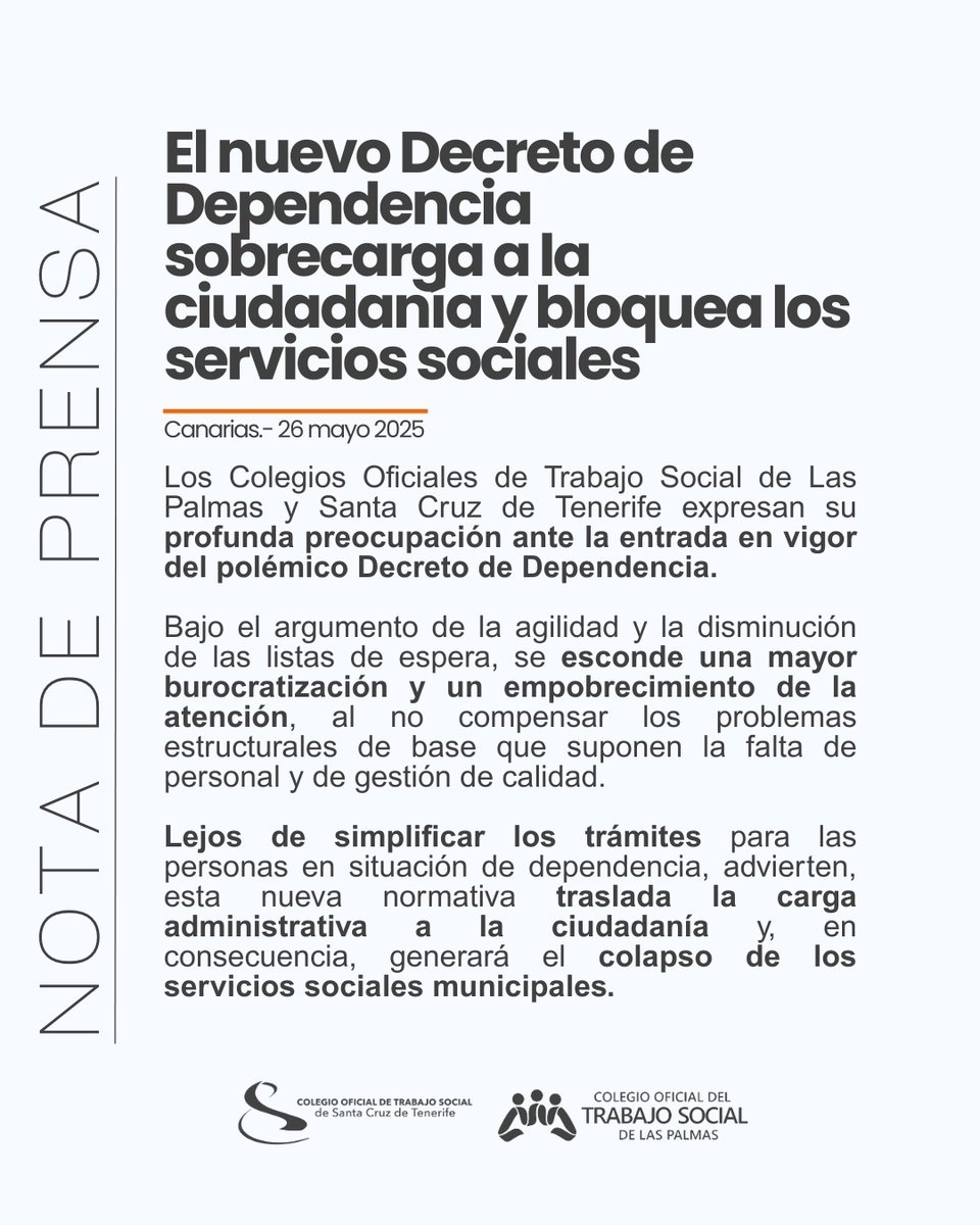 🟠| 𝐄𝐥 𝐧𝐮𝐞𝐯𝐨 𝐝𝐞𝐜𝐫𝐞𝐭𝐨 𝐝𝐞 𝐝𝐞𝐩𝐞𝐧𝐝𝐞𝐧𝐜𝐢𝐚 𝐬𝐨𝐛𝐫𝐞𝐜𝐚𝐫𝐠𝐚 𝐚 𝐥𝐚 𝐜𝐢𝐮𝐝𝐚𝐝𝐚𝐧𝐢́𝐚 𝐲 𝐛𝐥𝐨𝐪𝐮𝐞𝐚 𝐥𝐨𝐬 𝐬𝐞𝐫𝐯𝐢𝐜𝐢𝐨𝐬 𝐬𝐨𝐜𝐢𝐚𝐥𝐞𝐬

👉Lectura completa: cutt.ly/GrvRVPtv