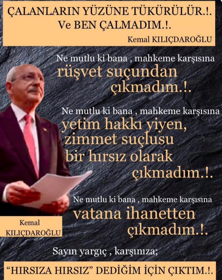 ALİ ÇETİNKAYA@Alic1907 (@alic1907fb) on Twitter photo Hırsızın AKP’lisi-MHP’lisi-CHP’lisi olmaz. Hırsız, hırsızdır. Hırsıza hırsız olduğunu söyleyin ki size ahlak dersi vermeye çalışmasın. <a href="/kilicdarogluk/">Kemal Kılıçdaroğlu</a> <a href="/ayarguci06/">Abdurrahman Yargucı</a> <a href="/cengizyer1/">Cengiz Sarıyer</a> <a href="/binali_kilic/">Binali Kılıç</a> <a href="/CelikBaskan06/">Celal ÇELİK</a> <a href="/yildirimkaya40/">Yıldırım Kaya</a> <a href="/bkusoglu/">Bülent Kuşoğlu</a> <a href="/SuleymanUZUNOK/">Süleyman Uzunok 🇹🇷</a> <a href="/YAltinbulak/">YUSUF ALTINBULAK</a> <a href="/cemal_canpolat/">Cemal Canpolat</a> Hırsızın AKP’lisi-MHP’lisi-CHP’lisi olmaz. Hırsız, hırsızdır. Hırsıza hırsız olduğunu söyleyin ki size ahlak dersi vermeye çalışmasın. <a href="/kilicdarogluk/">Kemal Kılıçdaroğlu</a> <a href="/ayarguci06/">Abdurrahman Yargucı</a> <a href="/cengizyer1/">Cengiz Sarıyer</a> <a href="/binali_kilic/">Binali Kılıç</a> <a href="/CelikBaskan06/">Celal ÇELİK</a> <a href="/yildirimkaya40/">Yıldırım Kaya</a> <a href="/bkusoglu/">Bülent Kuşoğlu</a> <a href="/SuleymanUZUNOK/">Süleyman Uzunok 🇹🇷</a> <a href="/YAltinbulak/">YUSUF ALTINBULAK</a> <a href="/cemal_canpolat/">Cemal Canpolat</a>