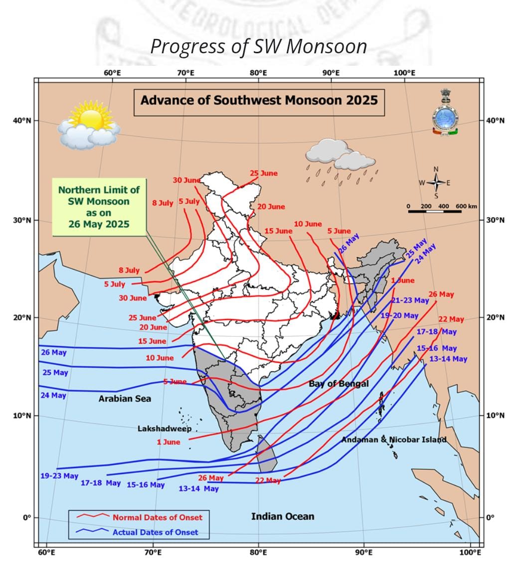 Monsoon has officially entered both the telugu states, covered up to Mahabobnagar,Nandyala and Kavali.
Likely to cover entire AP during next 2/3 daya.