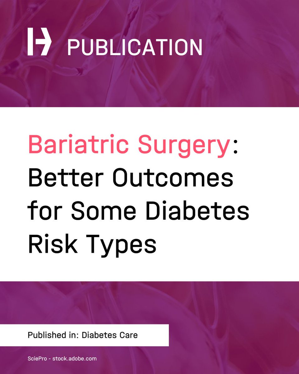 Bariatric Surgery: Tailoring Treatment by Diabetes Risk Subtype 🩸

👉 t1p.de/wgkbe

New research shows: the benefits of bariatric surgery vary significantly depending on diabetes risk subtypes.

Using a novel classification of people at risk for type 2 diabetes,