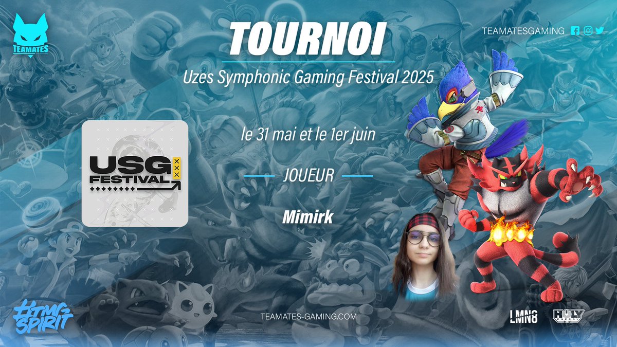 Teamates Gaming (@teamatesg) on Twitter photo 🚨Uzes Symphonic Gaming Festival 2025 🚨
Qui dit nouveau week-end, dit nouveau tournoi ! Et c'est <a href="/falcosdair/">TmG | Mimirk | COMMISSION OPEN!</a> qui sera de la partie ce samedi 31 mai🔥
#TMGSpirit #SSBU 🚨Uzes Symphonic Gaming Festival 2025 🚨
Qui dit nouveau week-end, dit nouveau tournoi ! Et c'est <a href="/falcosdair/">TmG | Mimirk | COMMISSION OPEN!</a> qui sera de la partie ce samedi 31 mai🔥
#TMGSpirit #SSBU