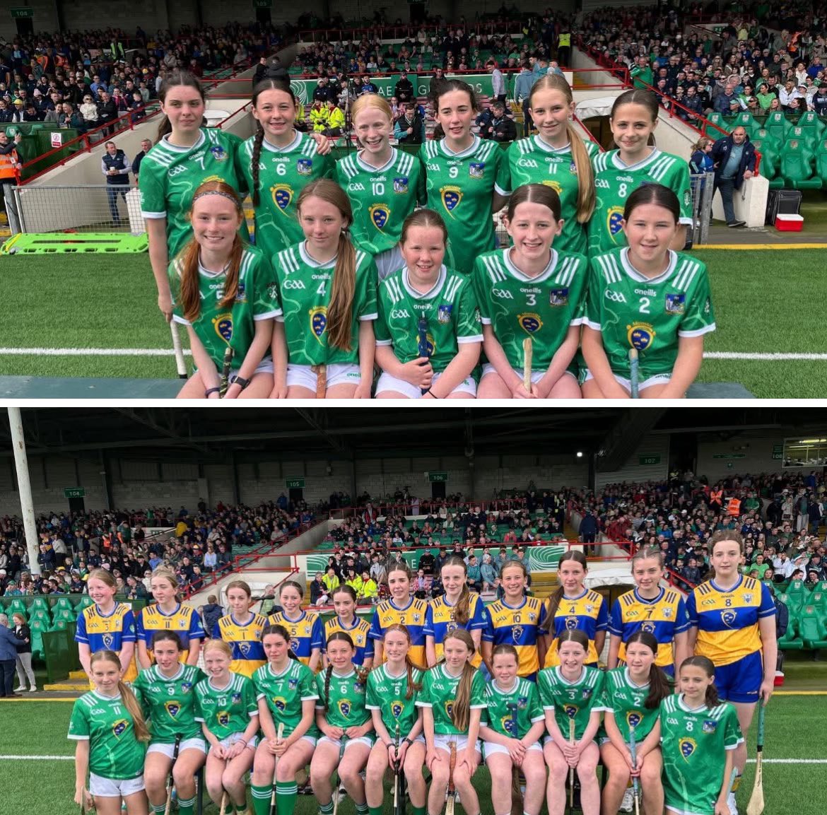Congratulations to both Limerick and Clare Primary Schools Camogie teams for entertaining the big crowd at half time at Sundays Munster Senior Hurling Championship game between Limerick and Clare