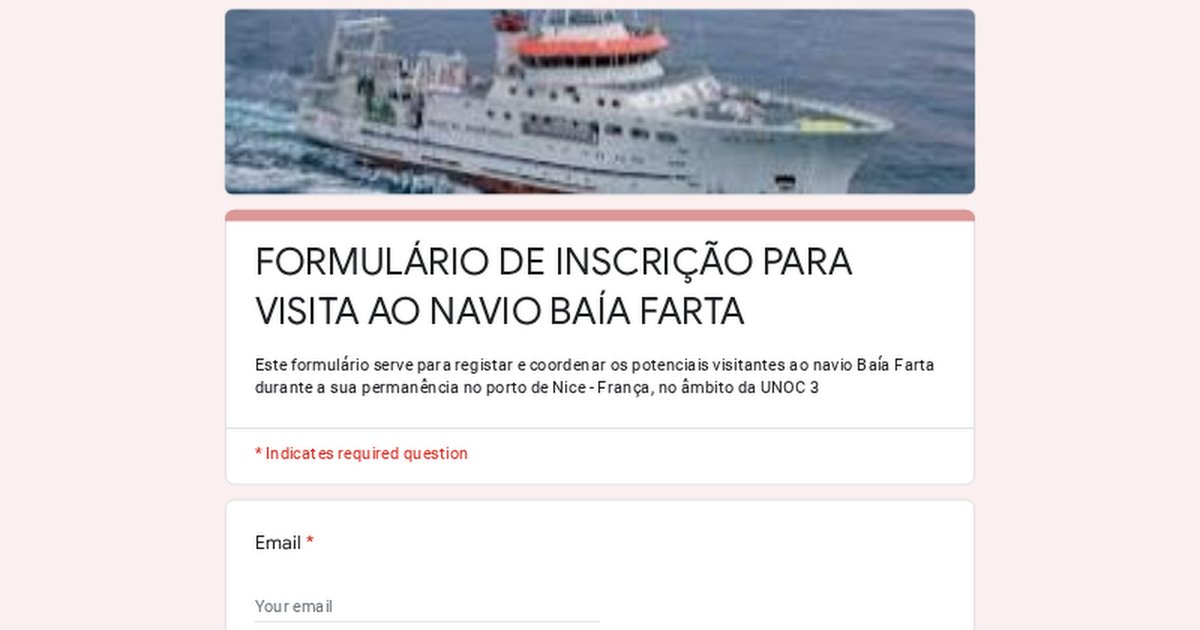 🚢 Visit the R/V Baía Farta in Nice!
As part of the #UNOC3 activities, the Angolan research vessel Baía Farta will be docked at Port Lympia from 2–5 June and open for public visits.

🔗 Register your visit here: forms.gle/ezkrEdHUMpZ5GB…