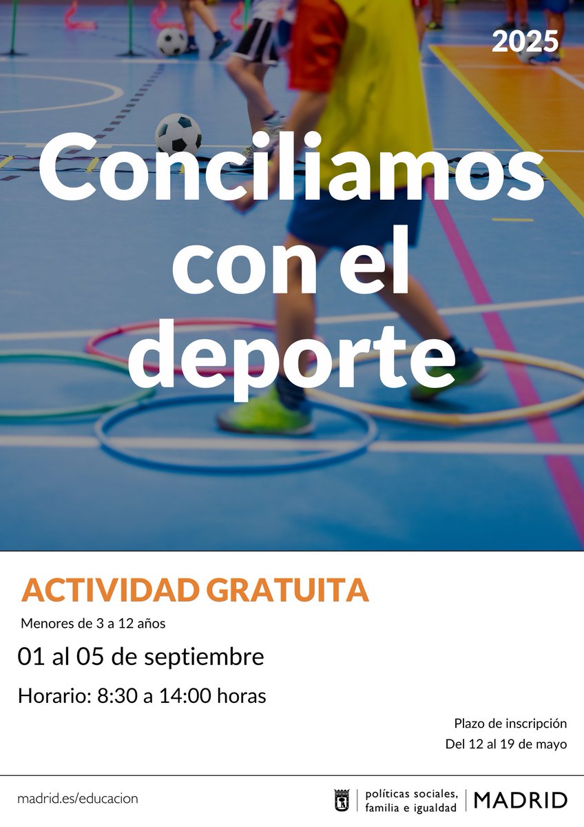 hermanos_pinzon's tweet image. La Dirección General de Educación, Juventud y Voluntariado, en colaboración con el Área de Deportes, va a poner en marcha, un nuevo programa de actividades, destinado a favorecer la conciliación de la vida familiar y laboral en periodos vacacionales para menores de 3 a 12 años.