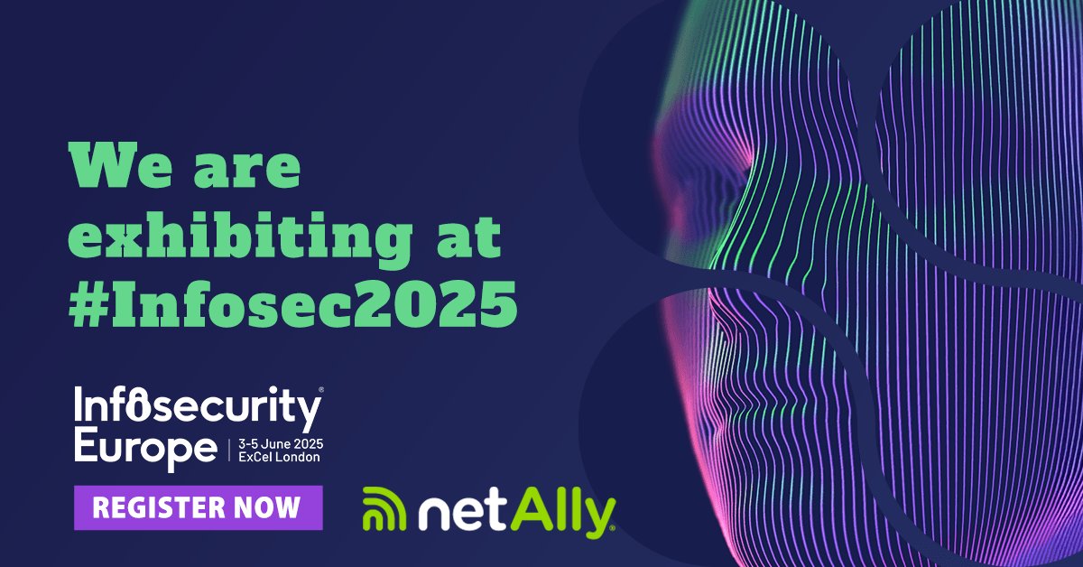 NetAlly is heading to ##Infosec2025!

See the latest in Wi-Fi security &amp; network visibility — including #CyberScope &amp; our 6 GHz Spectrum Analyzer. Register now: infosecurityeurope.com

#NetAlly #InfosecurityEurope #Infosec2025