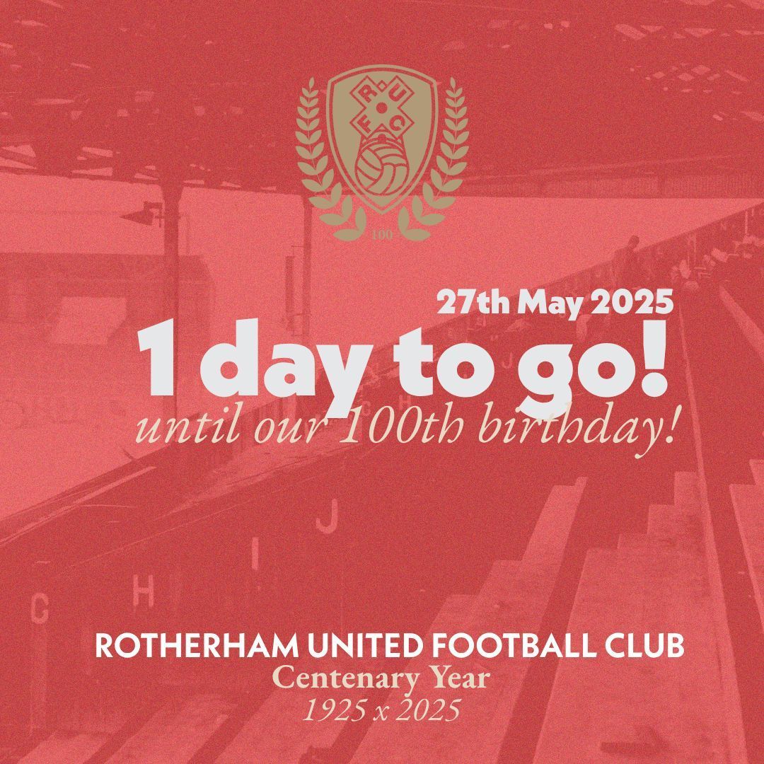 ⏳ | We celebrate our 100th birthday tomorrow! 💯  

Keep an eye on our official website and social channels for news on how this momentous anniversary will be commemorated over the next 12 months 🎖️ 

#rufc | #ForeverTogetherForeverProud