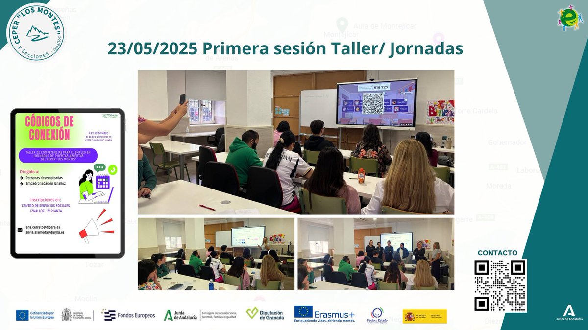 Primera sesión del Taller/ Jornada de Puertas Abiertas del CEPER Los Montes en colaboración con Servicios Sociales Comunitarios dentro del programa ERACIS Plus.
¡Os esperamos el 30 de mayo para la segunda sesión!
Agradecemos a nuestro alumnado de TAE ESA su participación.