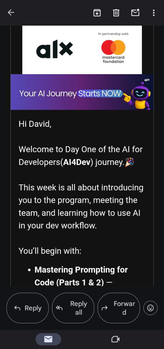 Joined <a href="/alx_africa/">ALX Africa</a> AI for developers, beta program. The program emphasizes practical application and the mastery of AI in enhancing code development, efficiency and quality. #ALX_AIDEV
<a href="/lowercase_life/">Danson Kalaghe</a>  <a href="/kalibetre/">Kalkidan Betre</a>  @julienbarbier42