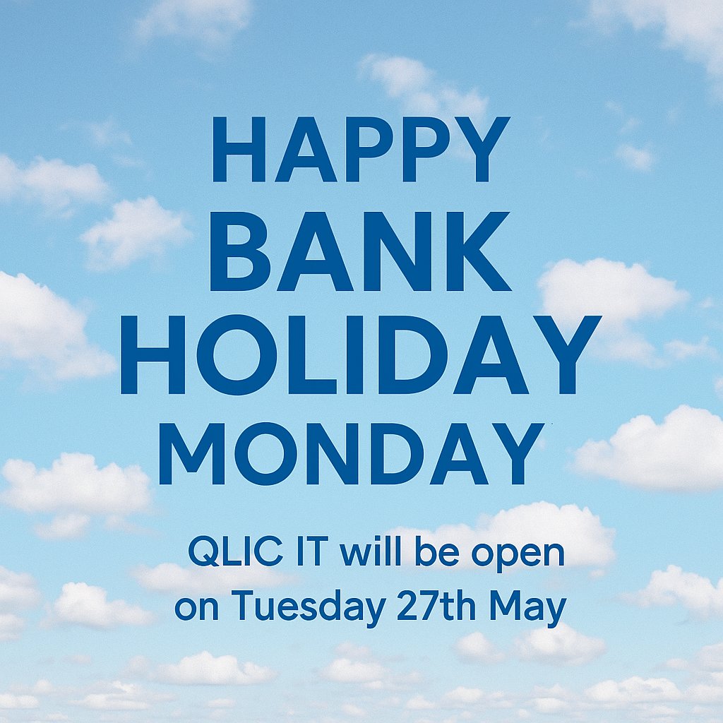 🌞 Happy Bank Holiday Monday! 🌞

Please note: QLIC will be closed today and back open on Tuesday 27th May. We look forward to catching up with you then!

#BankHoliday #RestAndRecharge #QLICCares #LongWeekendVibes #SeeYouTuesday