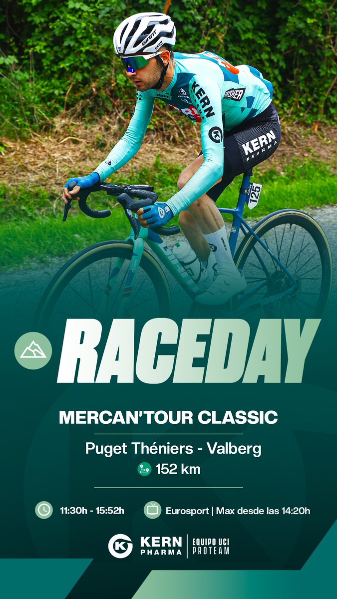 Equipo Kern Pharma (@eqkernpharma) on Twitter photo 🇫🇷 ¡Arrancamos la semana en #MercantourClassic06!
⛰️ Clásica de alta montaña en los Alpes con tres grandes puertos por delante: Col Saint Martin, Col de la Couillole y final en alto en Valberg (14,4km al 6,2%)
⏰ 11:30h - 15:52h
📺 <a href="/StreamMaxES/">Max España</a> desde las 14:20h 🇫🇷 ¡Arrancamos la semana en #MercantourClassic06!
⛰️ Clásica de alta montaña en los Alpes con tres grandes puertos por delante: Col Saint Martin, Col de la Couillole y final en alto en Valberg (14,4km al 6,2%)
⏰ 11:30h - 15:52h
📺 <a href="/StreamMaxES/">Max España</a> desde las 14:20h