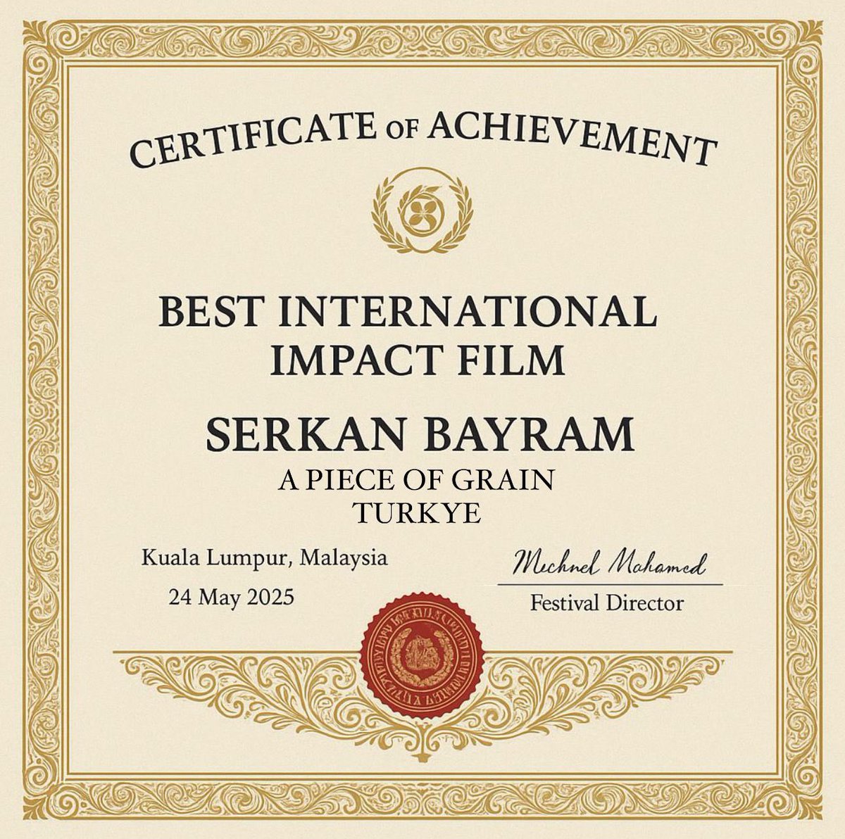 “Buğday Tanesi” filmimiz, Malezya Uluslararası Film Festivali’nde tam 94 ülke ve 834 film arasından En İyi Etkili Uluslararası Film seçildi! 🇹🇷 🌍🏆

Bu başarı, sadece bir filmin değil, ülkemizin başarısıdır.
Engelleri aşan yüreklere, umudu büyüten herkese armağan olsun!

Daha