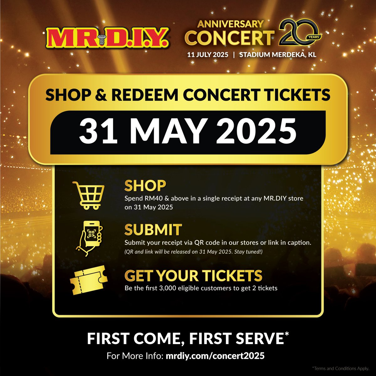 mrdiyMY's tweet image. MR.DIY 20th Anniversary Concert 🌟🎤
The full artist lineup is finally HERE — featuring all-time legends and the most anticipated names in music! Get ready for a concert experience like no other. 🤩🔥

This celebration is for YOU — our loyal customers, trusted…