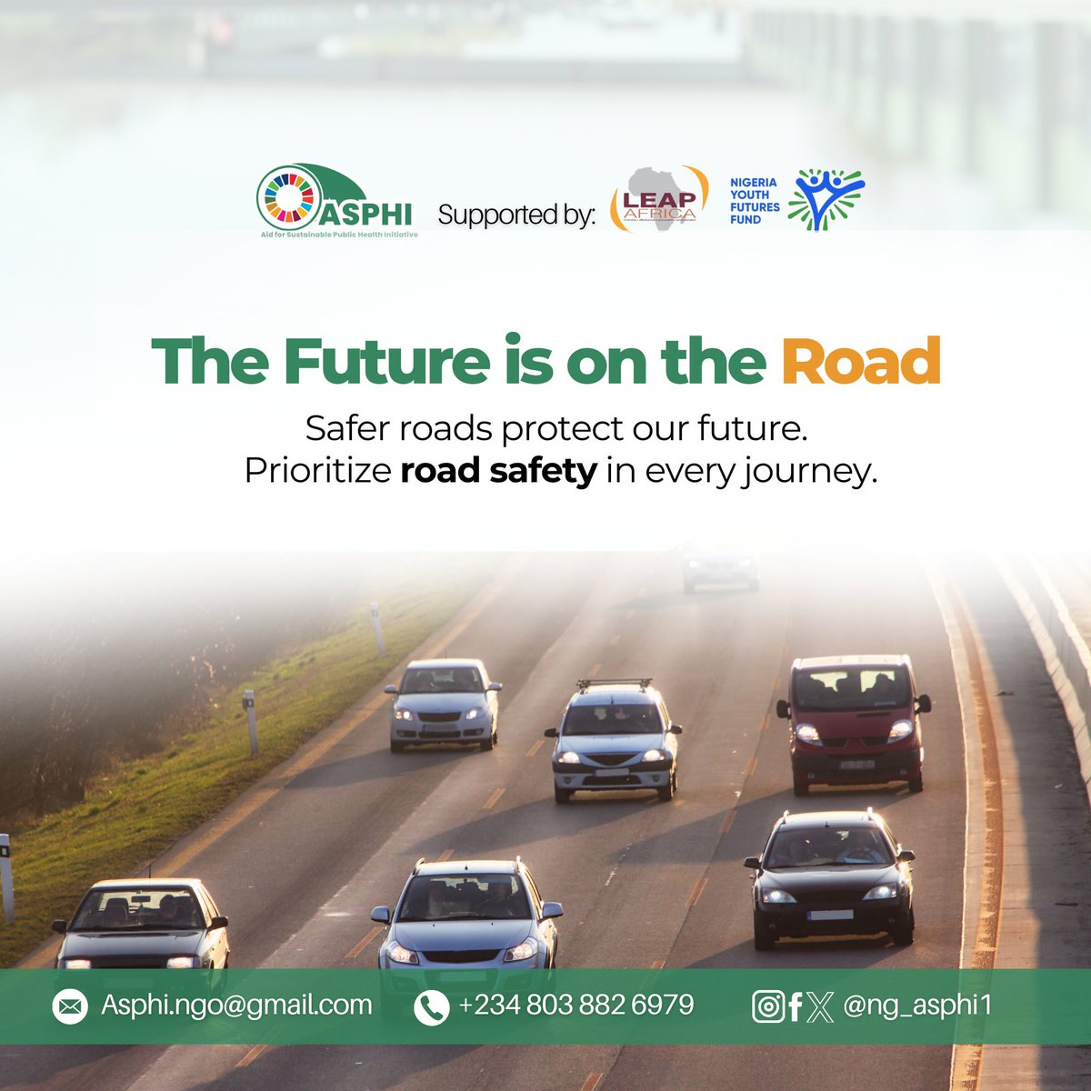 ng_asphi1's tweet photo. Every journey, every ride, every step counts. Stay safe stay alert, arrive alive.
Prioritize road safety.
 
#roadsafety 
#thenigeriawewant https://t.co/qV5NDvxXmG