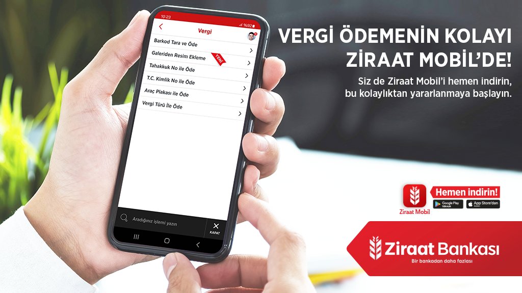 Vergi Ödemenin Kolayı Ziraat Mobil'de!
Siz de Ziraat Mobil'i hemen indirin, bu kolaylıktan yararlanmaya başlayın. Detaylı bilgi web sitemizde. #ZiraatBankası #BirBankadanDahaFazlası