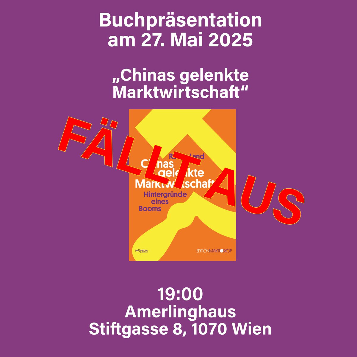 Leider müssen wir die Veranstaltung mit Rainer Land (<a href="/Rainerpdm/">Rainer Land</a>) in Wien absagen.