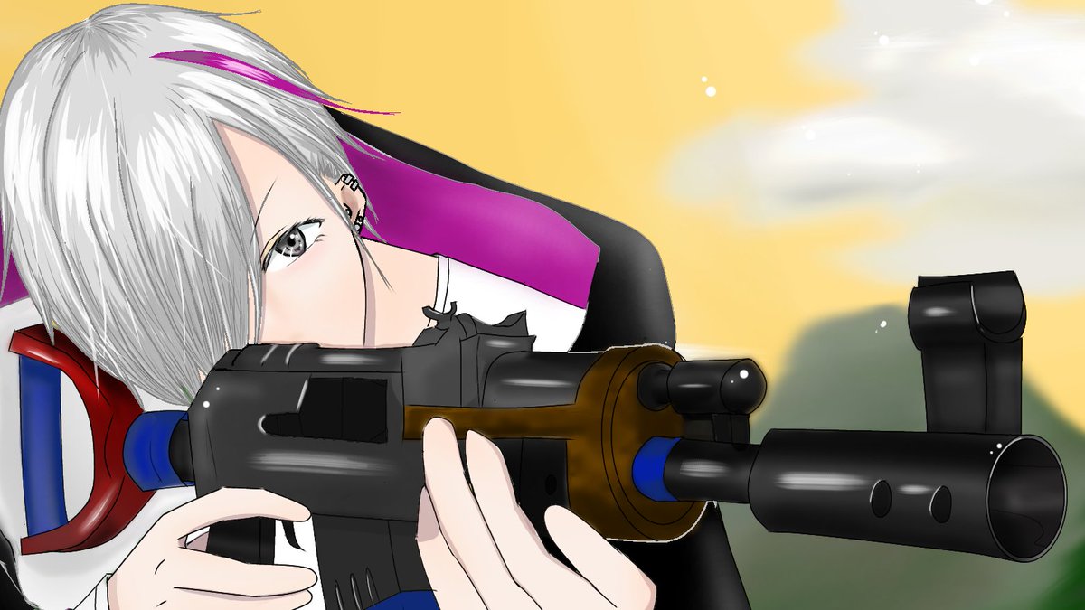 at_mana's tweet photo. 最近始めたデジタルでお絵かきφ(..)ｶｷｶｷ
AKを握りしめるですぺあさん！
もっと上手になりたーい！

#ぺあらーと https://t.co/Ae9A9e1JEV