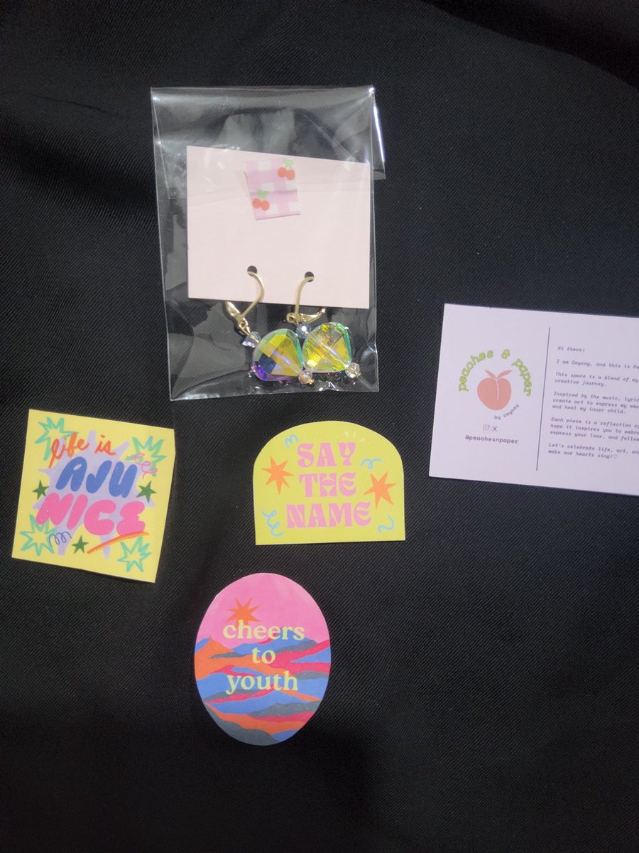 Cute stickers and Earrings from <a href="/peachesnpaper/">Peaches & Paper</a>