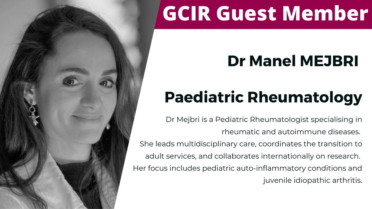 Geneva Centre for Inflammation Research (@gcir_unige) on Twitter photo Thrilled to welcome Dr Manel Mejbri, Pediatric Rheumatologist at <a href="/hug_ge/">HUG</a> as a Guest Member at <a href="/GCIR_Unige/">Geneva Centre for Inflammation Research</a>! 🎉 Her expertise in #JuvenileArthritis & autoinflammatory diseases will boost our mission to advance #inflammation research.
#PediatricRheumatology
unige.ch/medecine/gcir/… Thrilled to welcome Dr Manel Mejbri, Pediatric Rheumatologist at <a href="/hug_ge/">HUG</a> as a Guest Member at <a href="/GCIR_Unige/">Geneva Centre for Inflammation Research</a>! 🎉 Her expertise in #JuvenileArthritis & autoinflammatory diseases will boost our mission to advance #inflammation research.
#PediatricRheumatology
unige.ch/medecine/gcir/…