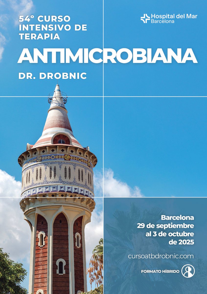 54º Curso Intensivo de Terapia Antimicrobiana "Dr. Drobnic"
📅29 de septiembre-3 de octubre 
📍Hospital de Mar, Barcelona / Online

📚📝Ampliar detalles (Programa/Inscripción) en el siguiente enlace👇
seimc.org/formacion-cont…