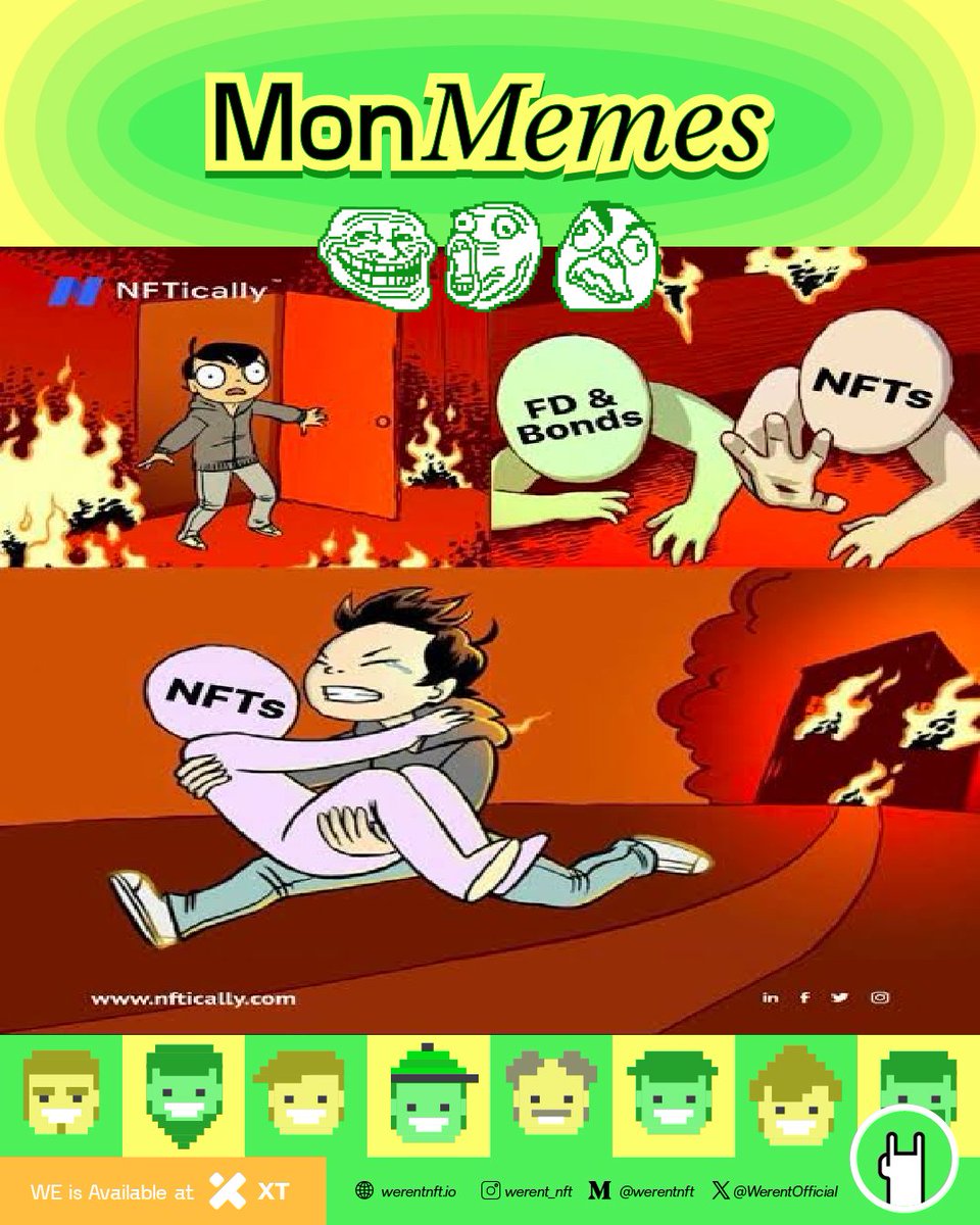 #WeRent #WeRentNFT #RentToEarn #RentingNFTisEasy #NFTCommunity
#NFTCollector #WeRentMeme #MonMemes