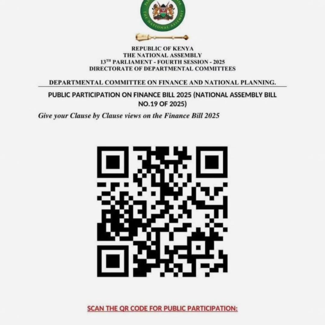 Call For Public Participation on the Finance Bill 2025.

Scan the QR code to familiarise with the Bill.