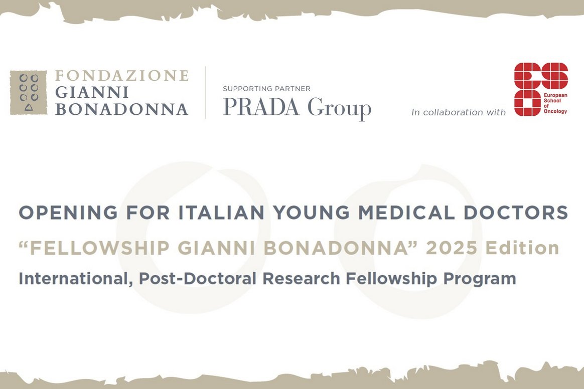 Fondazione Gianni Bonadonna (@fondazionebona1) on Twitter photo Fondazione Gianni Bonadonna, with #PradaGroup as supporting partner, announces the edition 2025 of the post-doctoral Fellowship Program in collaboration with the <a href="/ESOncology/">ESOncology</a> Applications open from June 3rd until July 20th.
#fondazionebonadonna #fellowship
fondazionebonadonna.org/en/a-new-editiโฆ Fondazione Gianni Bonadonna, with #PradaGroup as supporting partner, announces the edition 2025 of the post-doctoral Fellowship Program in collaboration with the <a href="/ESOncology/">ESOncology</a> Applications open from June 3rd until July 20th.
#fondazionebonadonna #fellowship
fondazionebonadonna.org/en/a-new-editiโฆ
