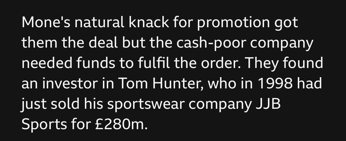 potkettleblack's tweet photo. @BBCScotlandNews @CRAIGWILLIAMS4 Good piece on Mone. One small thing, Hunter sold Sports Division to JJB Sports. He didn’t own JJB. https://t.co/I8K3difaWm