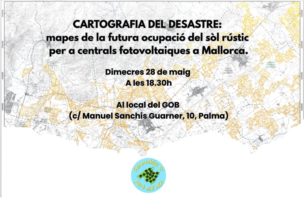 GOBMallorca's tweet photo. 🗓️Aquesta setmana ve carregada d'activitats: agafau l'agenda👇
🗺️Dimecres 28 de maig:
#RanovablesSíPeròAixíNo: Cartografia del desastre
🐋Dijous 29 de maig:
#DijousdelGOB: Els gegants del Mediterrani
👩🌾Diumenge 1 de juny:
Voluntariat a #laTrapa: https://t.co/suI2pXtskQ https://t.co/nkMtfnsgMF