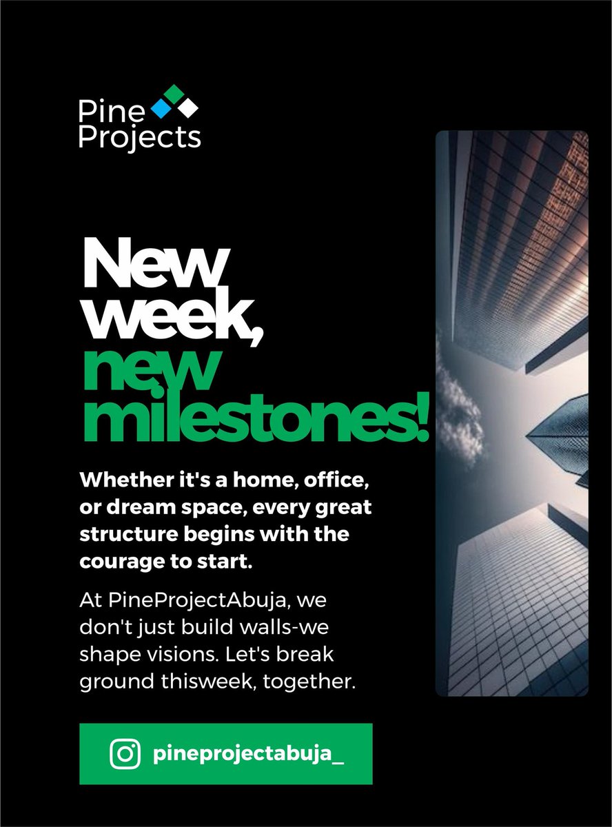 Pineproject_'s tweet image. New week, new milestones!

At PineProjectAbuja, we help turn your dream space into a structured reality—brick by brick, plan by plan.

From architectural design to project delivery, we don’t just build—we build with excellence. 

#MondayMotivation #BuildWithVision