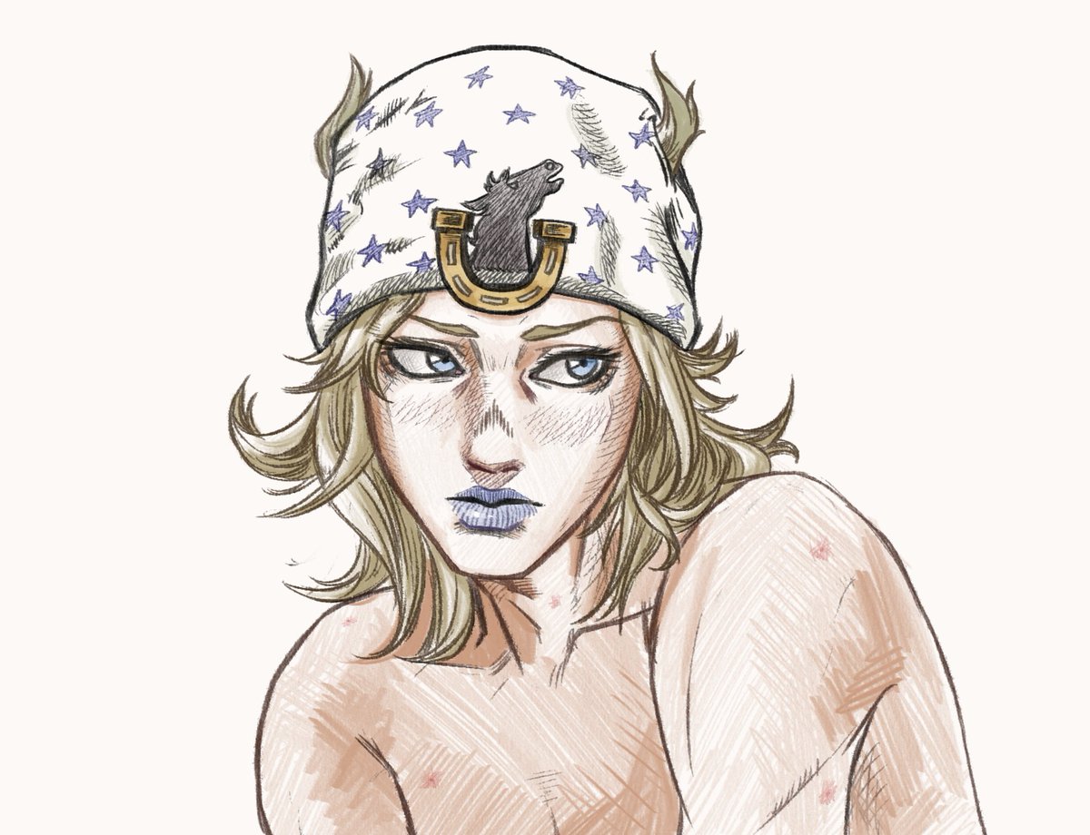 pizza990's tweet image. I sketched Johnny Joestar from JJBA Steel Ball Run