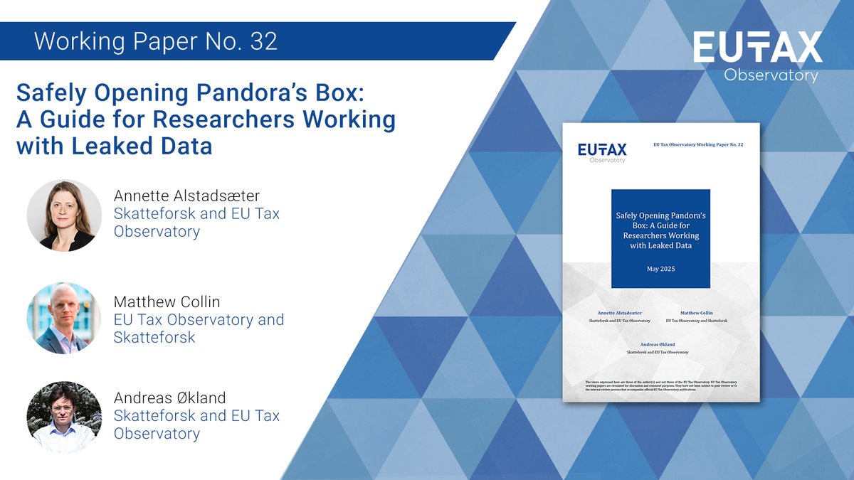🚨 New Working Paper out! 🚨

🎁 "Safely Opening Pandora’s Box" offers a must-read roadmap for researchers using leaked data in empirical work.

Ethics, legality, privacy – our latest WP tackles it all.

🔗 Read the full paper: taxobservatory.eu/fr/publication…