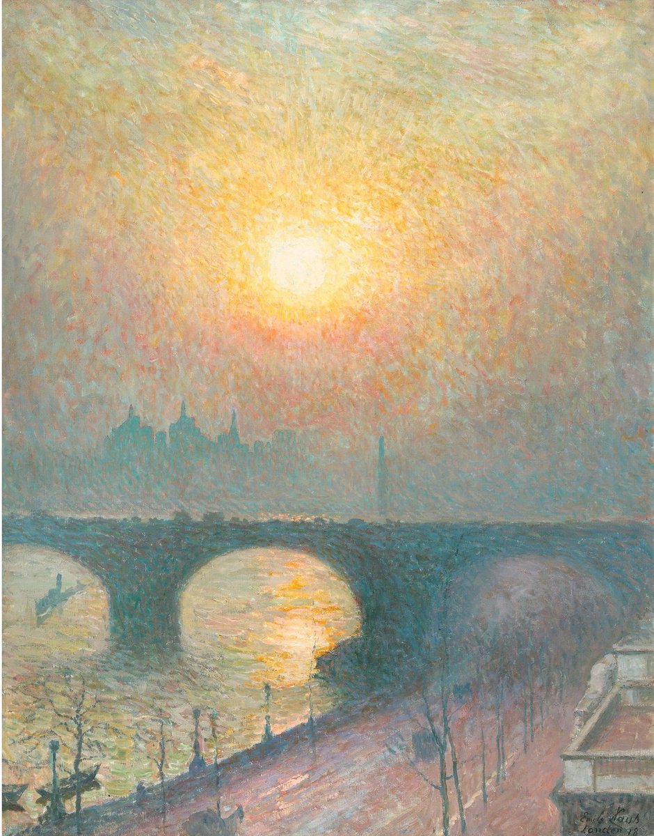 Good morning! This week's theme is Bridges.
------
'Sunset over the Thames, Waterloo Bridge' (1918) by Emile Claus

(Private collection)