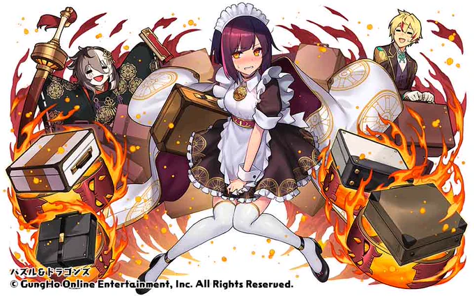 パズル&amp;ドラゴンズ期間限定イベント「執事とメイドとパズドラカフェ」に登場する「服飾メイド・カミムスビ」「はにかむメイド・セイナ」担当しましたよろしくお願いします#パズドラ 