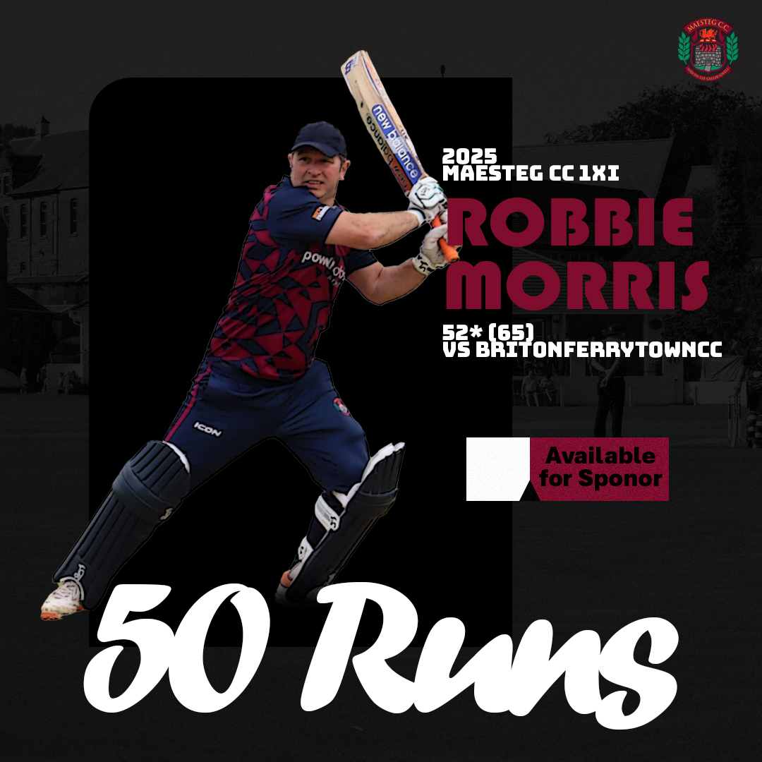 A couple of standout knocks in the 1st XI’s win over Briton Ferry Town…

Callum Walters — 108 (84)
His first century for the club in 8 years… and his first season using a Boundary Bat. 

Robbie Morris — 52* (65)
A classy, unbeaten knock to anchor the innings