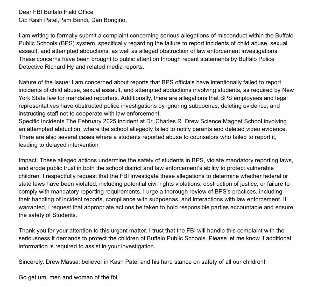 bruhstep's tweet photo. @FBIBuffalo @PamBondi @Kash_Patel @dbongino @FBIDirectorKash 
When is the full investigation into the buffalo school district starting? #DrainTheSwamp #buffaloschooldistrict #protectthekids #Unsubscribe https://t.co/tYIzSflmZd