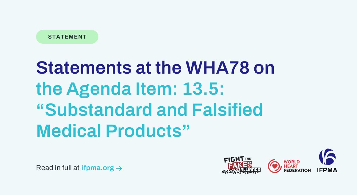 IFPMA (@ifpma) on Twitter photo 1 in 10 medicines in LMICs is substandard or falsified, costing $30.5B/year. At the #WHA78, we supported statements by <a href="/FightTheFakes/">Fight the Fakes Alliance</a> & <a href="/AfricanAmata/">African Medicines Agency Treaty Alliance (AMATA)</a>, calling for global collaboration to ensure access to safe, quality medicines. ifpma.info/43CuBur 1 in 10 medicines in LMICs is substandard or falsified, costing $30.5B/year. At the #WHA78, we supported statements by <a href="/FightTheFakes/">Fight the Fakes Alliance</a> & <a href="/AfricanAmata/">African Medicines Agency Treaty Alliance (AMATA)</a>, calling for global collaboration to ensure access to safe, quality medicines. ifpma.info/43CuBur