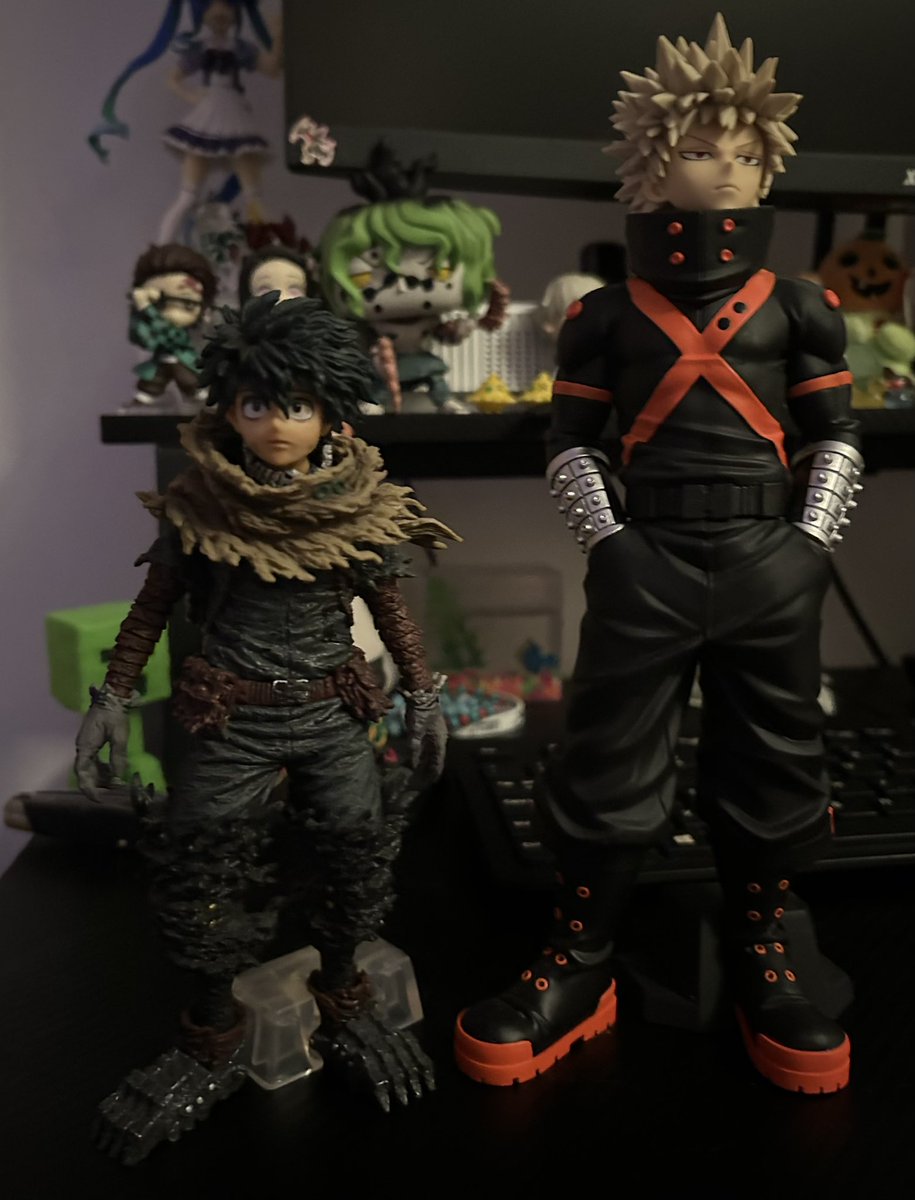 my fav figures in my collection if anyone gaf (the deku was like $100 normally but he was discounted to my luck and i got him)