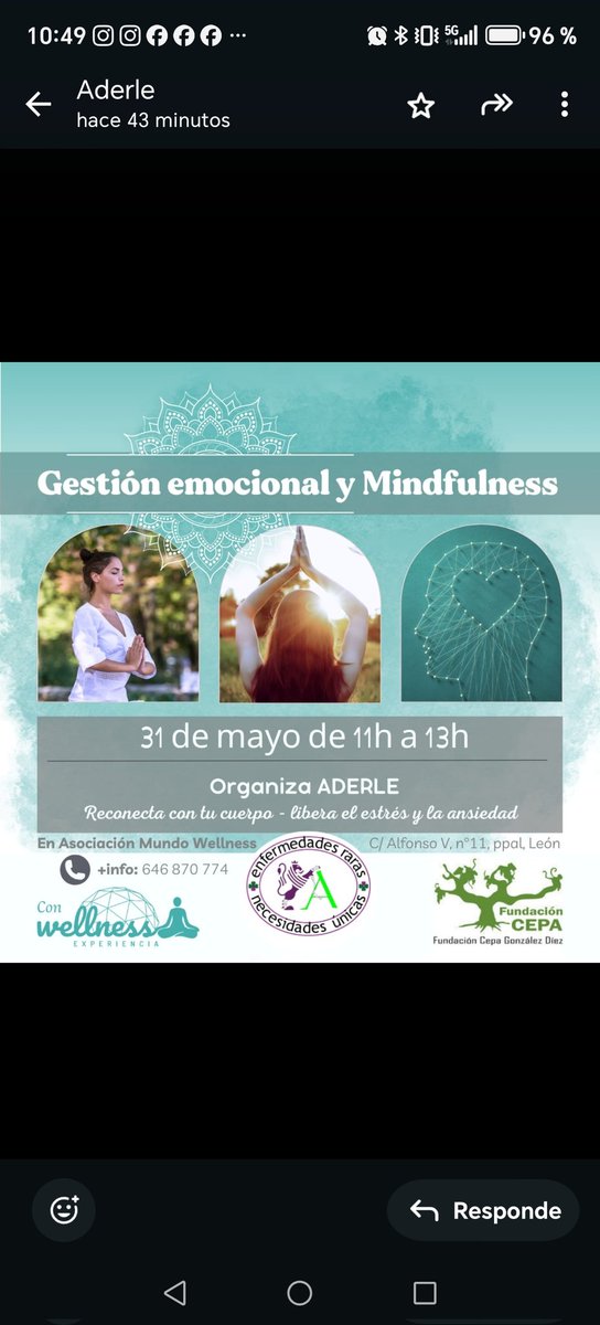 El próximo sábado 31  organizamos un nuevo taller de gestión emocional de Mindfulness para socios y familias en @ExperienciaWellness. Muchas gracias a <a href="/FundacionCepa/">Fundación CEPA</a> González Diez .  Aprovecha para hacerte socio, colabora con nuestros  y disfrutar de nuestros talleres 💚💜