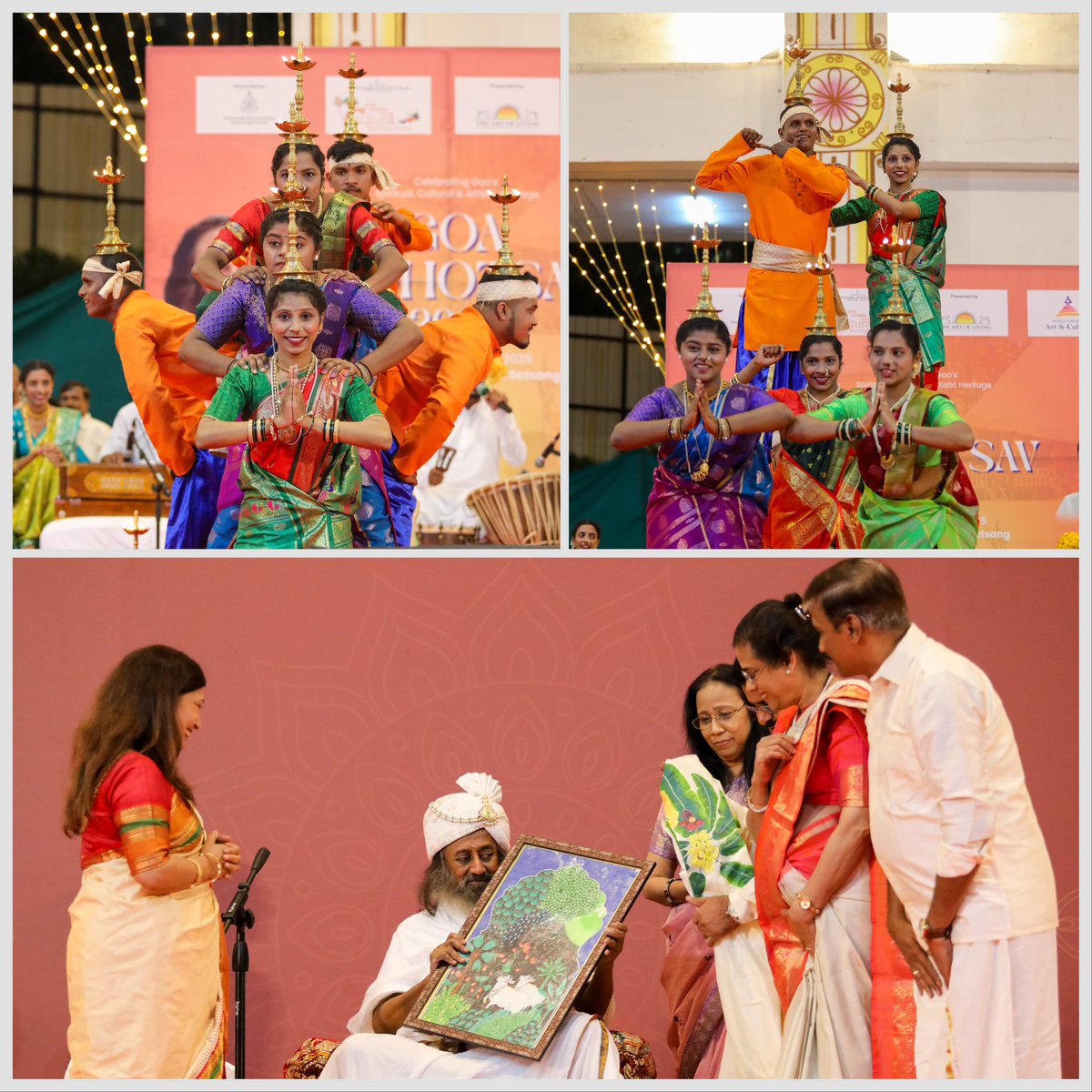Gurudev's tweet image. Thousands witnessed the vibrant traditional Goan music and dance performances organized by Art of Living Goa, in collaboration with the Directorate of Art and Culture, Government of Goa, at the @BangaloreAshram.