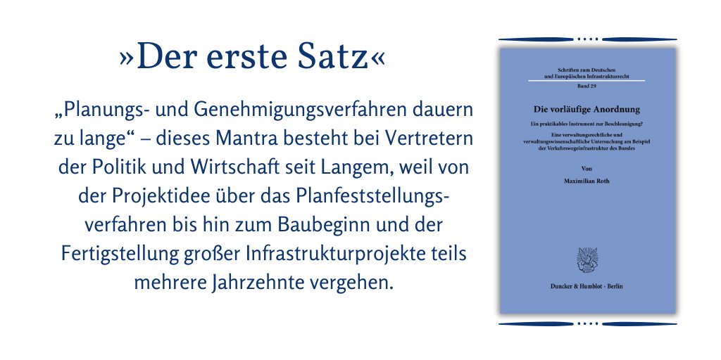 Die Arbeit untersucht die »vorläufige Anordnung« in einem laufenden #Planfeststellungsverfahren verwaltungsrechtlich und verwaltungswissenschaftlich: duncker-humblot.de/buch/die-vorla… #Infrastrukturrecht #Verwaltungsrecht #Verwaltungswissenschaft #Verkehrswegeinfrastruktur