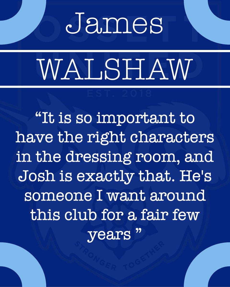 The 2024/25 Board Player of the Year, Josh Askew, is the latest to commit to the club for the season ahead. 

Follow the link to our website to hear from both <a href="/Askew_Joshua/">Josh Askew</a> and James Walshaw.

ossettutd.com/news/article/j… 

#OUFC #StrongerTogether