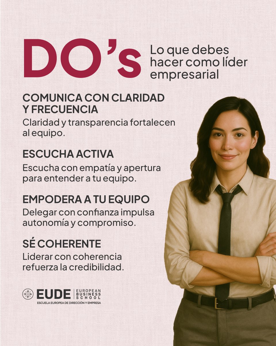 EUDEbusiness's tweet photo. 🧠 Escucha, comunica y empodera.
🛑 No ignores conflictos ni el feedback.

Los básicos del liderazgo hoy, por EUDE.

#Liderazgo #BusinessTips #EUDE https://t.co/4fR0096x4q