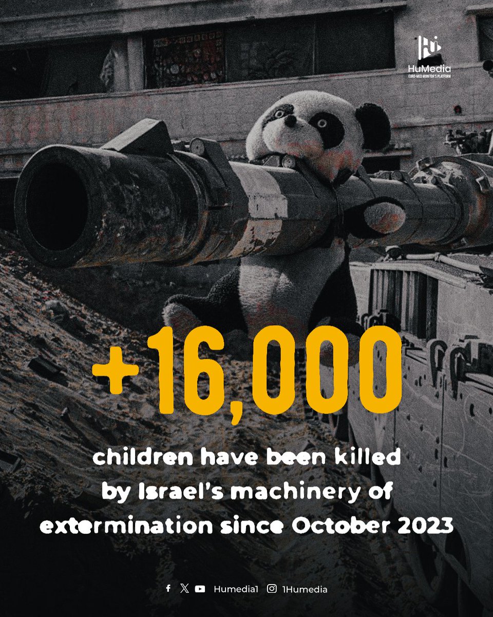 +16,000 children have been killed in #Gaza by Israel’s machinery of extermination since October 2023