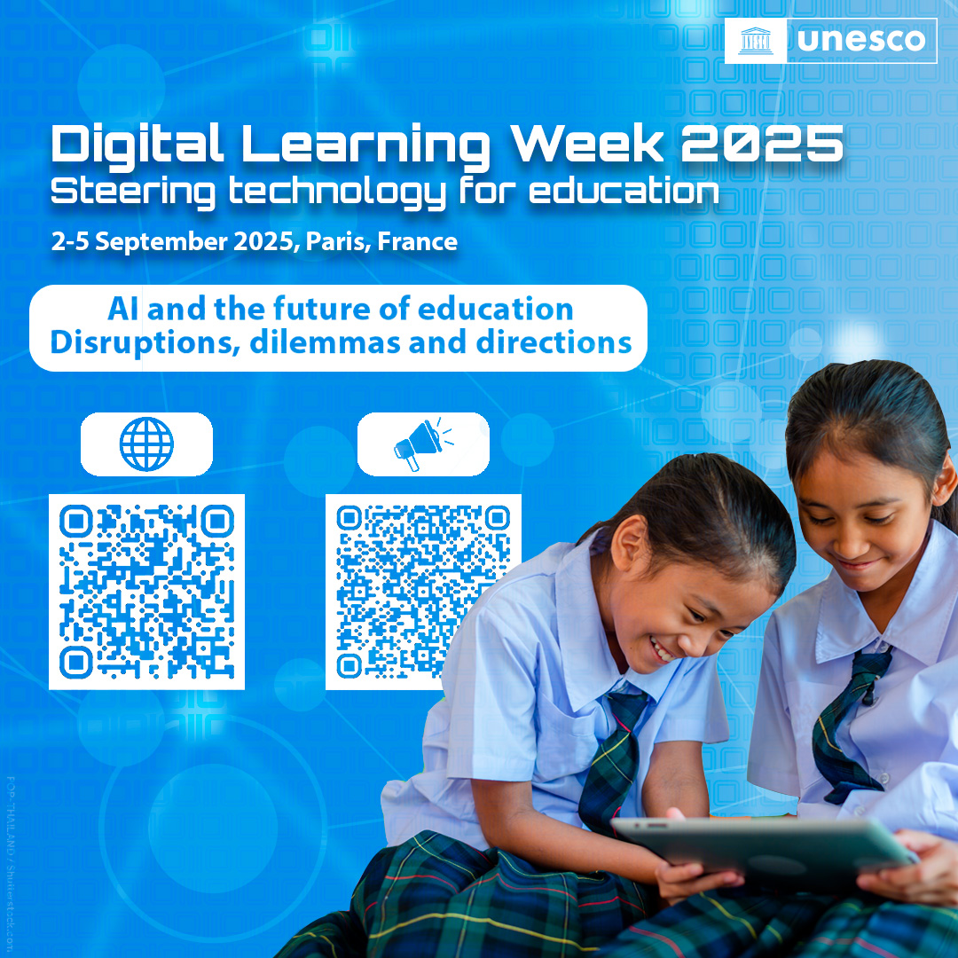 UNESCO Digital Learning (@unescoicts) on Twitter photo 🔴 Last chance to submit your proposal to present at #DigitalLearning Week 2025 <a href="/UNESCO/">UNESCO 🏛️ #Education #Sciences #Culture 🇺🇳</a>!
Do you work on:
📚 AI in educational practices
👨🎓 AI competency development for students
👩🏫 AI for teacher development
⚖️ AI for equity & sustainability
Apply now: survey.alchemer.com/s3/8265491/Dig… 🔴 Last chance to submit your proposal to present at #DigitalLearning Week 2025 <a href="/UNESCO/">UNESCO 🏛️ #Education #Sciences #Culture 🇺🇳</a>!
Do you work on:
📚 AI in educational practices
👨🎓 AI competency development for students
👩🏫 AI for teacher development
⚖️ AI for equity & sustainability
Apply now: survey.alchemer.com/s3/8265491/Dig…