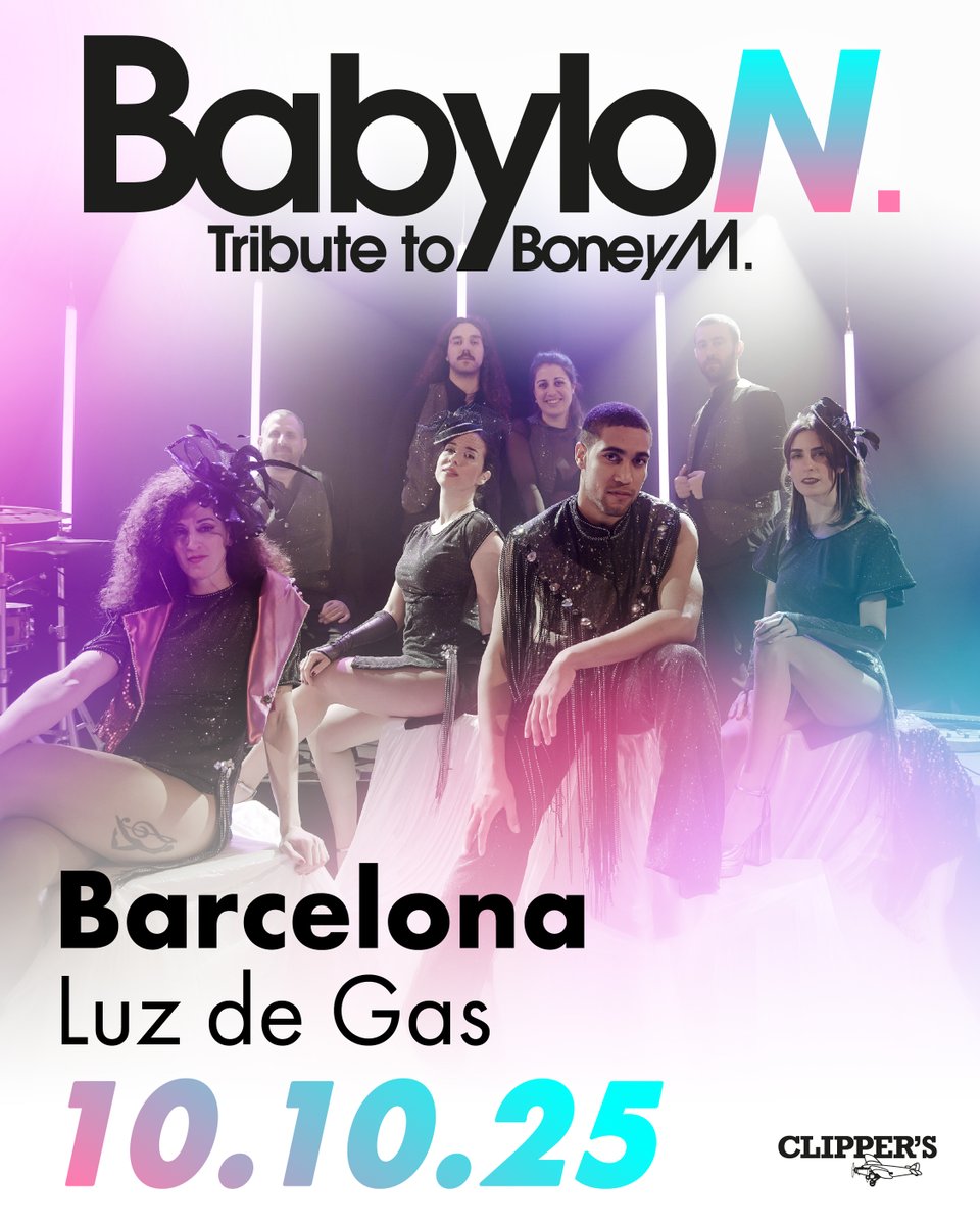 BABYLON, el tributo a Boney M, es mucho más que un concierto: es un viaje al esplendor de la música disco de los años 70 y 80. El 10 de octubre no te lo pierdas en la sala Luz de Gas de Barcelona. 🪩✨

🎫 Entradas disponibles en clippersmusic.org